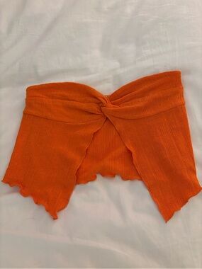 Princess Polly Orange Ribbed Twist-Front Crop Top